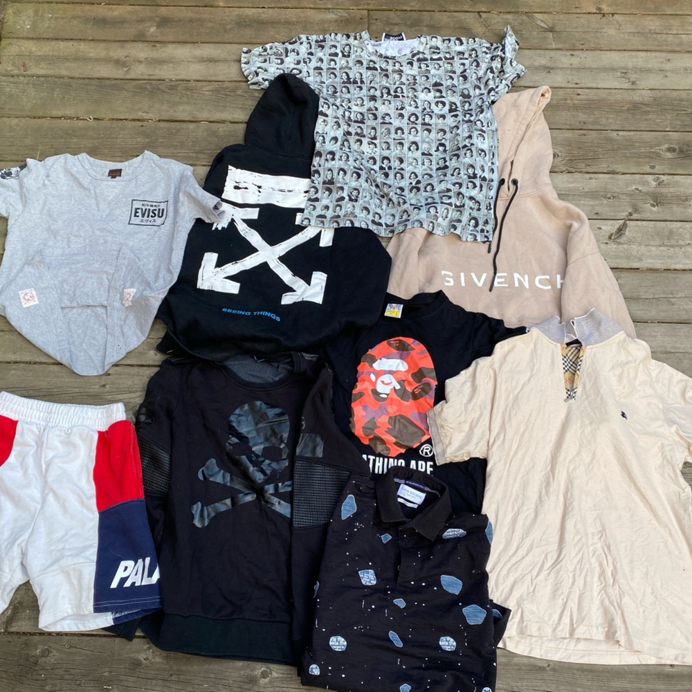 Lot of 8 Designer Clothing Items Large - Burberry, Bape, Givenchy, Palace